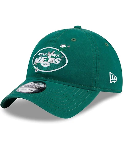 New Era Women's Green New York Jets Game Day Flower 9TWENTY Adjustable Hat