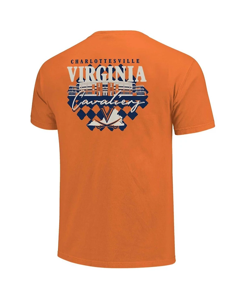 Image One Men's and Women's Orange Virginia Cavaliers Hyper Local Stadium Checkerboard T-Shirt