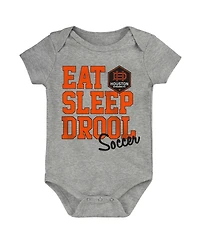 Outerstuff Baby Boys and Girls Orange/Black/Gray Houston Dynamo Fc 3-Pack Bodysuit Set