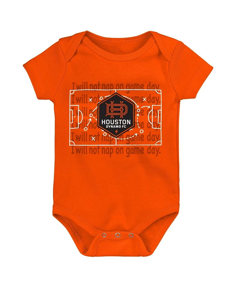 Outerstuff Baby Boys and Girls Orange/Black/Gray Houston Dynamo Fc 3-Pack Bodysuit Set