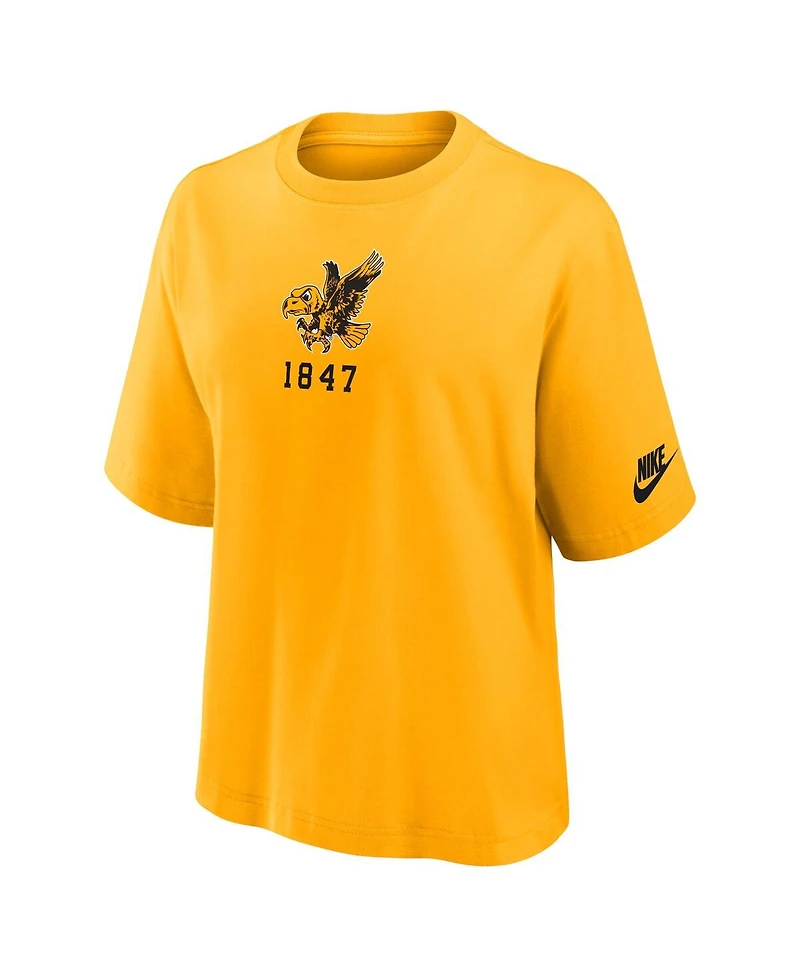 Nike Women's Gold Iowa Hawkeyes Boxy Legacy Established T-Shirt