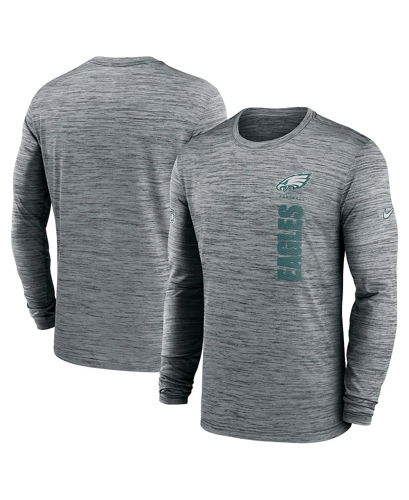 Nike Men's Gray Philadelphia Eagles 2024 Sideline Velocity Performance Long Sleeve T-Shirt