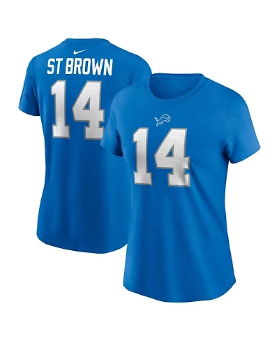 Nike Women's Amon-Ra St. Brown Blue Detroit Lions Player Name Number T-Shirt