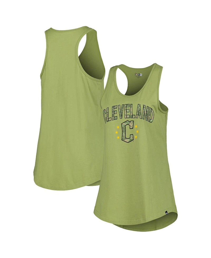 New Era Women's Olive Cleveland Guardians Armed Forces Day Tank Top