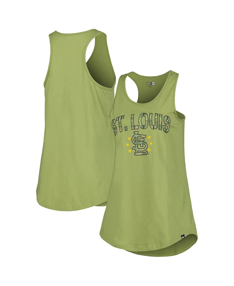 New Era Women's Olive St. Louis Cardinals Armed Forces Day Tank Top