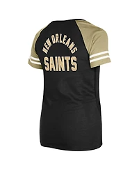 New Era Women's Black Orleans Saints Lace-Up Raglan T-Shirt