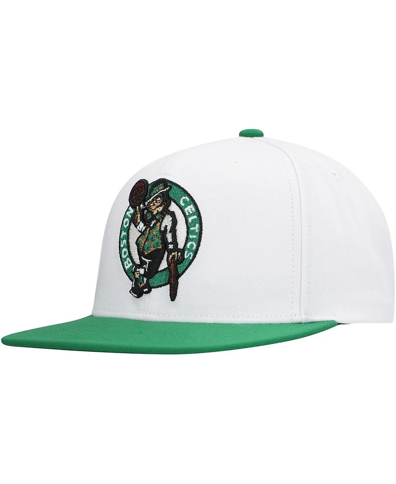 Mitchell & Ness Men's White Boston Celtics Soul Logo Shine 2-Tone Snapback Hat
