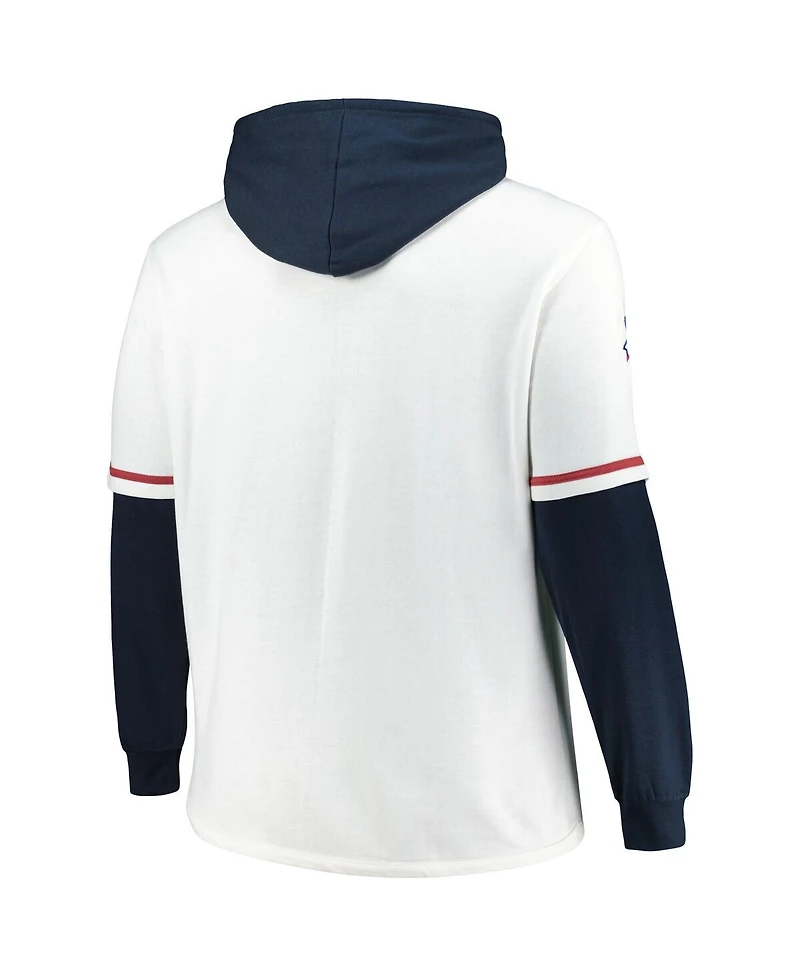'47 Brand Men's White/Navy Boston Red Sox Big Tall Trifecta Shortstop Pullover Hoodie