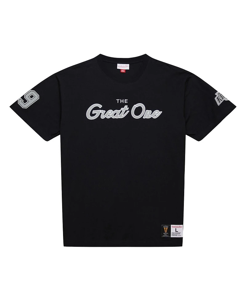 Mitchell & Ness Men's Wayne Gretzky Black Los Angeles Kings Premium Nickname Vintage Logo T-Shirt
