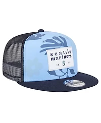 New Era Men's Navy Seattle Mariners Bikini Bottom Trucker 9FIFTY Snapback Hat