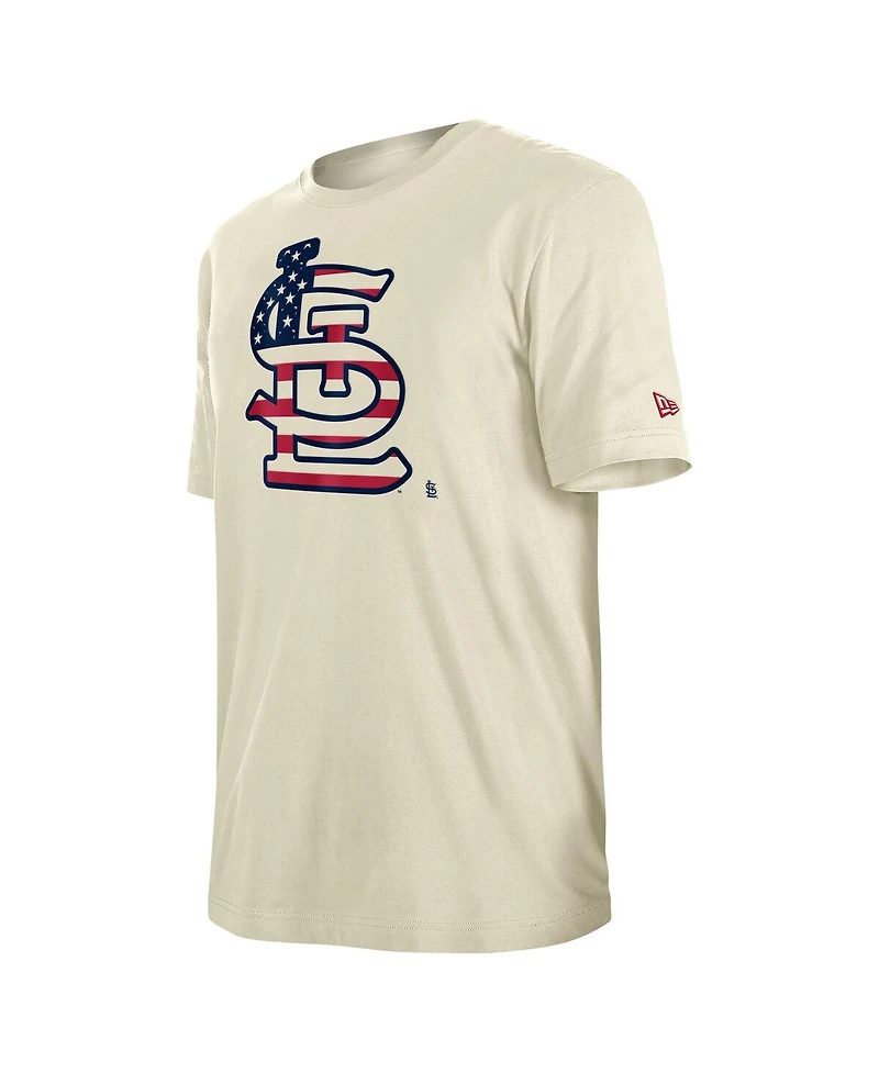 New Era Men's Cream St. Louis Cardinals Americana Flag Fill T-Shirt