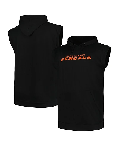 Fanatics Men's Black Cincinnati Bengals Big Tall Muscle Hoodie Sleeveless T-Shirt