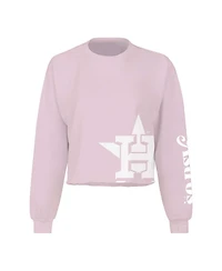 Fanatics Women's Pink Houston Astros Cropped Slouchy Long Sleeve T-Shirt