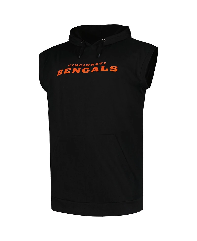 Fanatics Men's Black Cincinnati Bengals Big Tall Muscle Hoodie Sleeveless T-Shirt