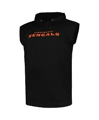 Fanatics Men's Black Cincinnati Bengals Big Tall Muscle Hoodie Sleeveless T-Shirt