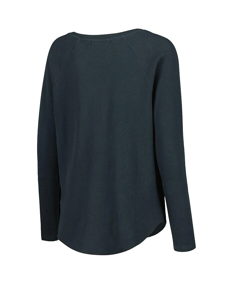 Daydreamer Women's Black Willie Nelson Graphic Raglan Long Sleeve Notch Neck Thermal Shirt