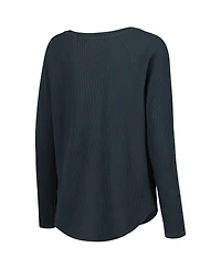 Daydreamer Women's Black Willie Nelson Graphic Raglan Long Sleeve Notch Neck Thermal Shirt