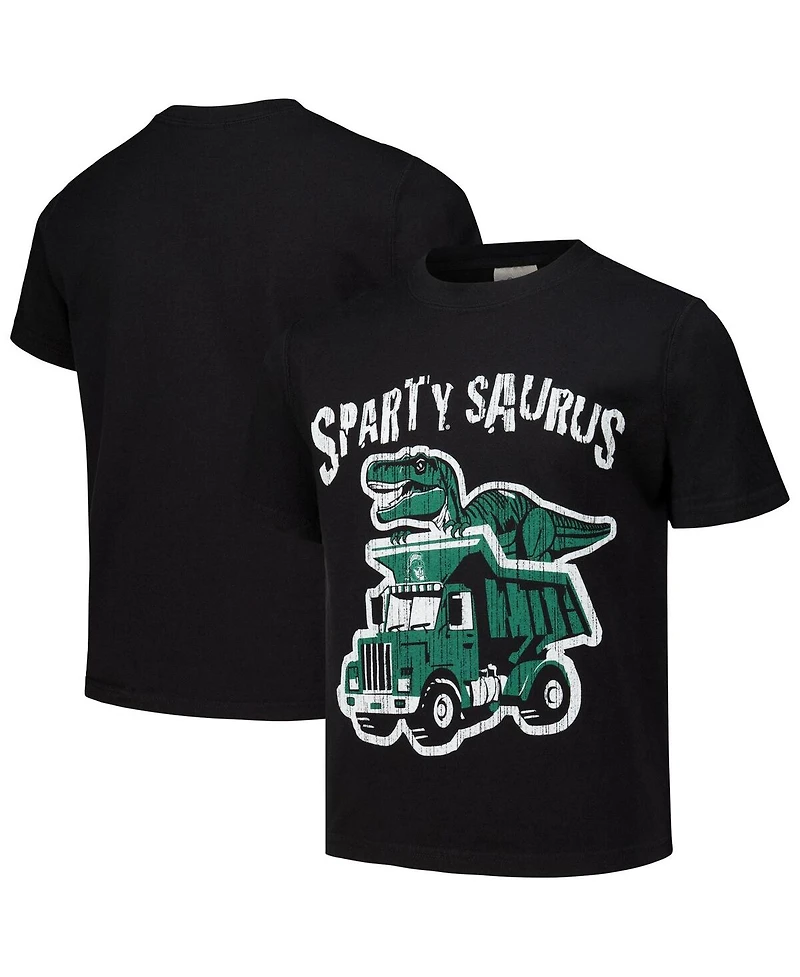 Comfortwash Big Boys and Girls Black Michigan State Spartans Dino Truck T-Shirt