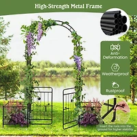 87" Garden Arbor Arched Lockable Gate Top Arbor Trellis with Side Planters