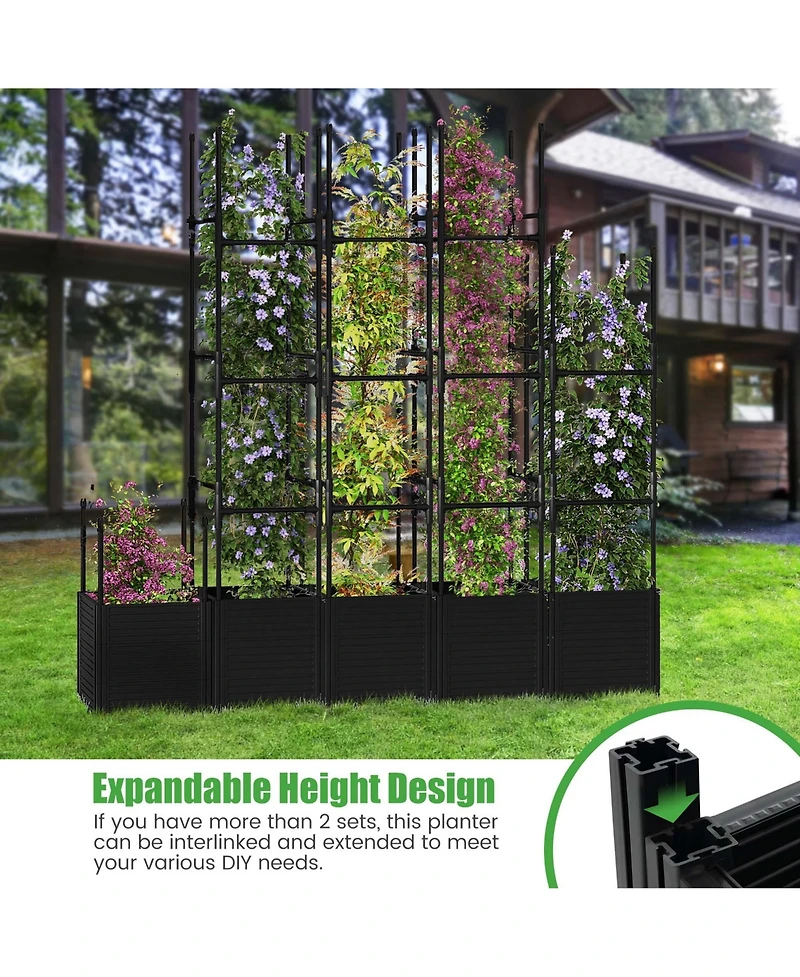 1 Pcs Raised Garden Bed with Trellis and Wheels Self-Watering Planter Box