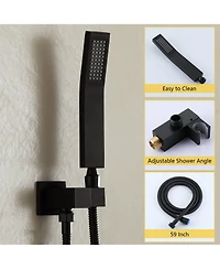 Boyel Living 1-Spray Patterns with 2 Gpm 12 in. Wall Mount Dual Shower Heads with Tub Spout and Pressure Balance Valve in Matte Black