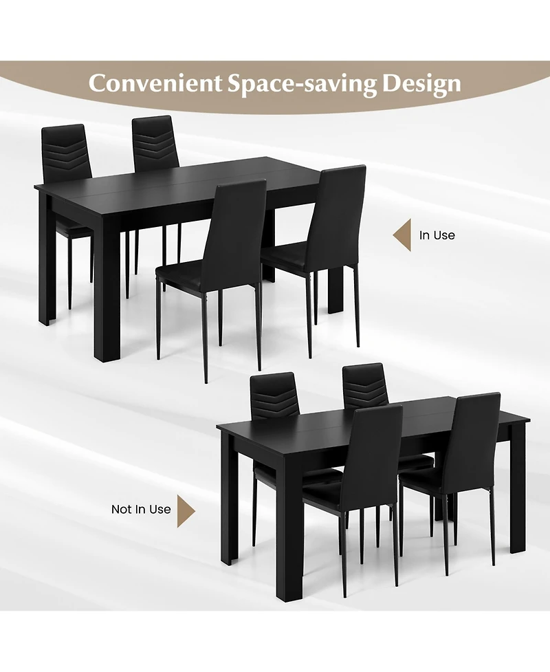 Modern Rectangular Kitchen Table Set with 8 Pvc Leather Dining Chairs