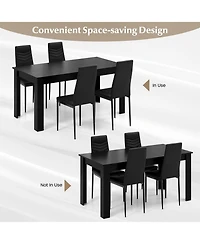 Modern Rectangular Kitchen Table Set with 8 Pvc Leather Dining Chairs