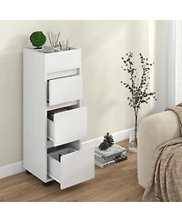 Bathroom Floor Cabinet with 3 Drawers 4 Compartments 2-Side Available Towel Shelf
