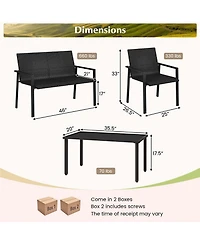 Costway 4 Pcs Outdoor Wicker Patio Furniture Set with Heavy-Duty Galvanized Metal Frame
