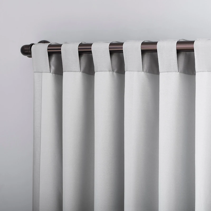 Evelina Faux Dupioni Silk Thermal Extreme 100% Blackout Back Tab Curtain Panel