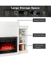 Gymax 70'' Fireplace Tv Stand Media W/ 28.5'' 750W/1500W Electric Brown