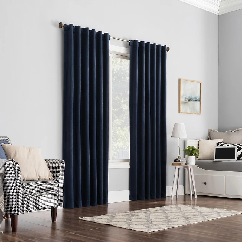 Amherst Velvet Noise Reducing Thermal Extreme 100% Blackout Back Tab Curtain Panel