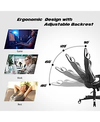 Massage Gaming Chair Reclining Racing Chair w/Lumbar Support