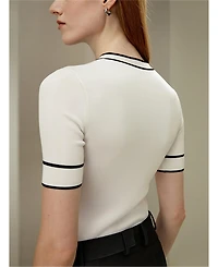 Lilysilk Women's Silk Knit Top with Ribbons
