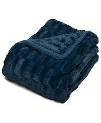 Chanasya Premium Fuzzy Faux Fur Rectangular Embossed Throw Blanket