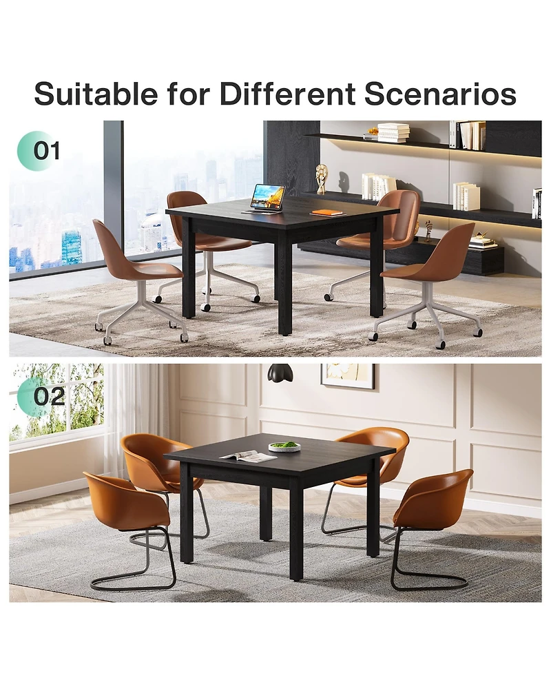 Tribesigns Wood Dining Table Farmhouse Kitchen for Room Living Room, 2-4 Person Square Dinner Tables with Wooden Legs O