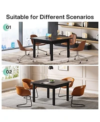 Tribesigns Wood Dining Table Farmhouse Kitchen for Room Living Room, 2-4 Person Square Dinner Tables with Wooden Legs O