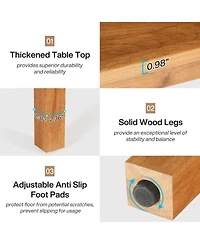 Tribesigns Wood Dining Table Farmhouse Kitchen Table for Dining Room Living Room, 2-4 Person Dining Room Table Square Dinner Tables with Wooden Legs O