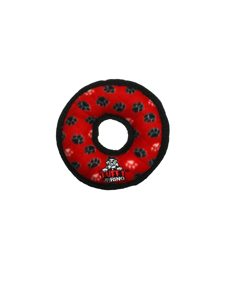 Tuffy Jr Bone Yellow and Ring Red Paw 2 Pack, Dog Toy