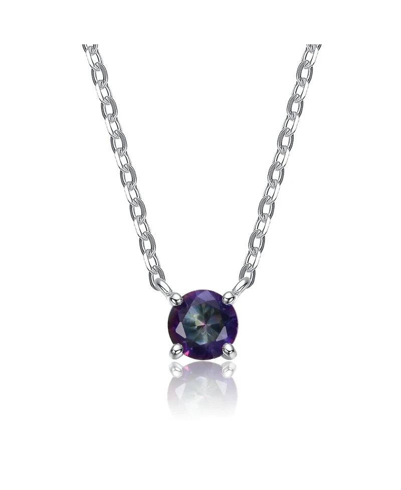 GiGiGirl Sterling Silver Colored Cubic Zirconia Birthstone Solitaire Necklace