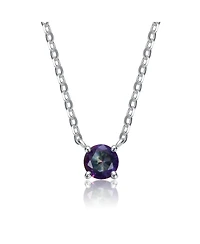 GiGiGirl Sterling Silver Colored Cubic Zirconia Birthstone Solitaire Necklace
