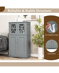 Bathroom Storage Cabinet Linen with Doors and Adjustable Shelves