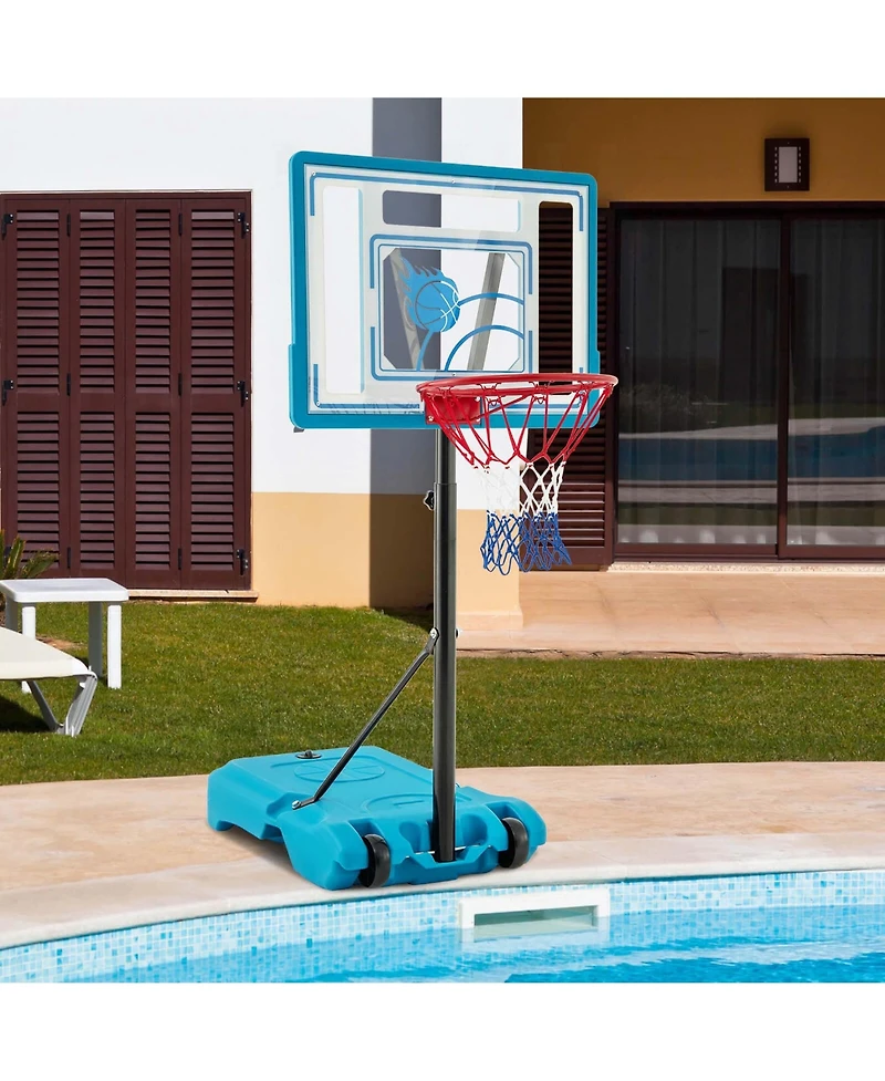 Costway Pool Basketball Hoop 3.8-4.4 Ft Adjustable Poolside BasketballGoal System