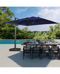 Boyel Living 10 ft. 360 B0; Rotation Square Cantilever Patio Umbrella with Base and Led Light