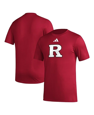 Adidas Men's Scarlet Rutgers Scarlet Knights Primary Locker Logo Pre-Game Aeroready T-Shirt