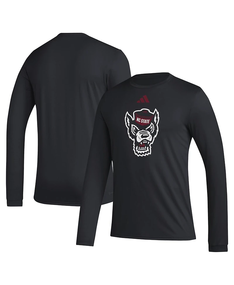 Adidas Men's Black Nc State Wolfpack Primary Locker Logo Pre-Game Long Sleeve T-Shirt