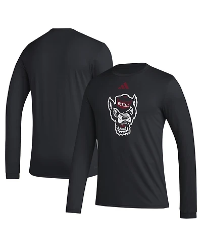Adidas Men's Black Nc State Wolfpack Primary Locker Logo Pre-Game Long Sleeve T-Shirt