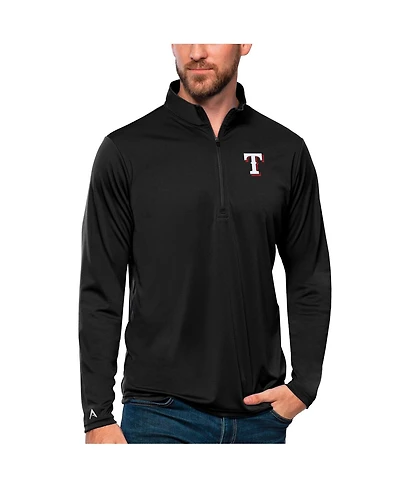 Antigua Men's Black Texas Rangers Tribute Quarter-Zip Pullover Top