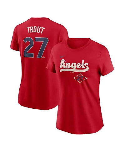 Nike Women's Mike Trout Red Los Angeles Angels 2024 City Connect Fuse Player Name Number T-Shirt