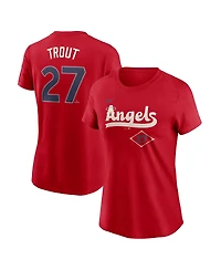 Nike Women's Mike Trout Red Los Angeles Angels 2024 City Connect Fuse Player Name Number T-Shirt